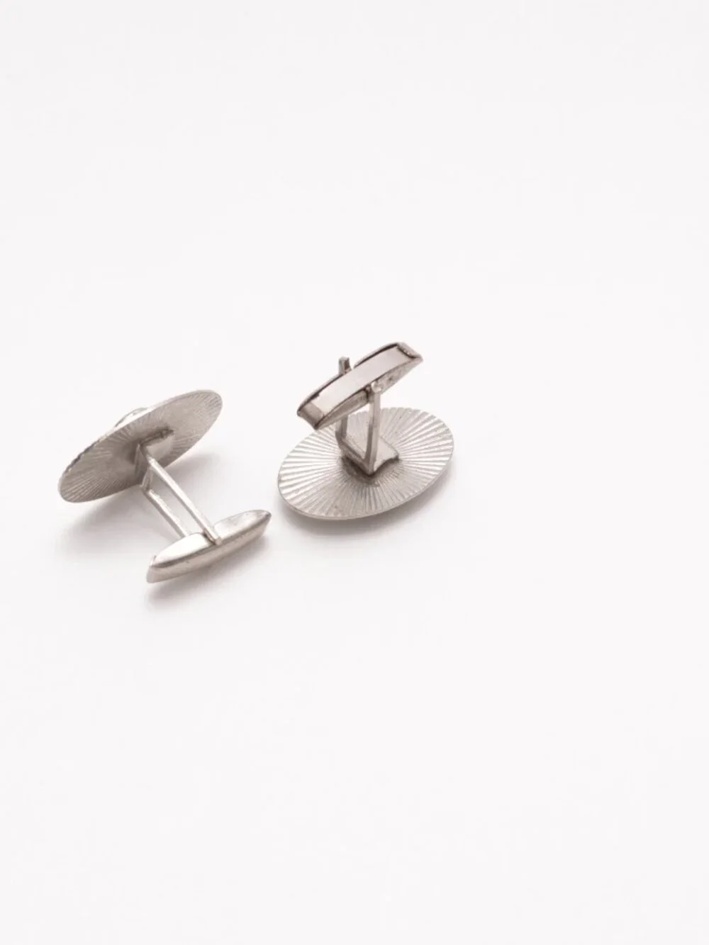 Vintage silver Tone CUFFLINKS Light Green Cabochon